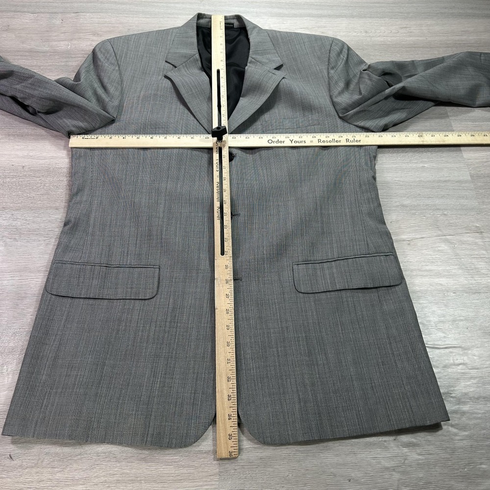 Alfani Suit Mens 44L Jacket 38x33 Pants Gray Wool Cashmere Check 2 Piece - Picture 5 of 16
